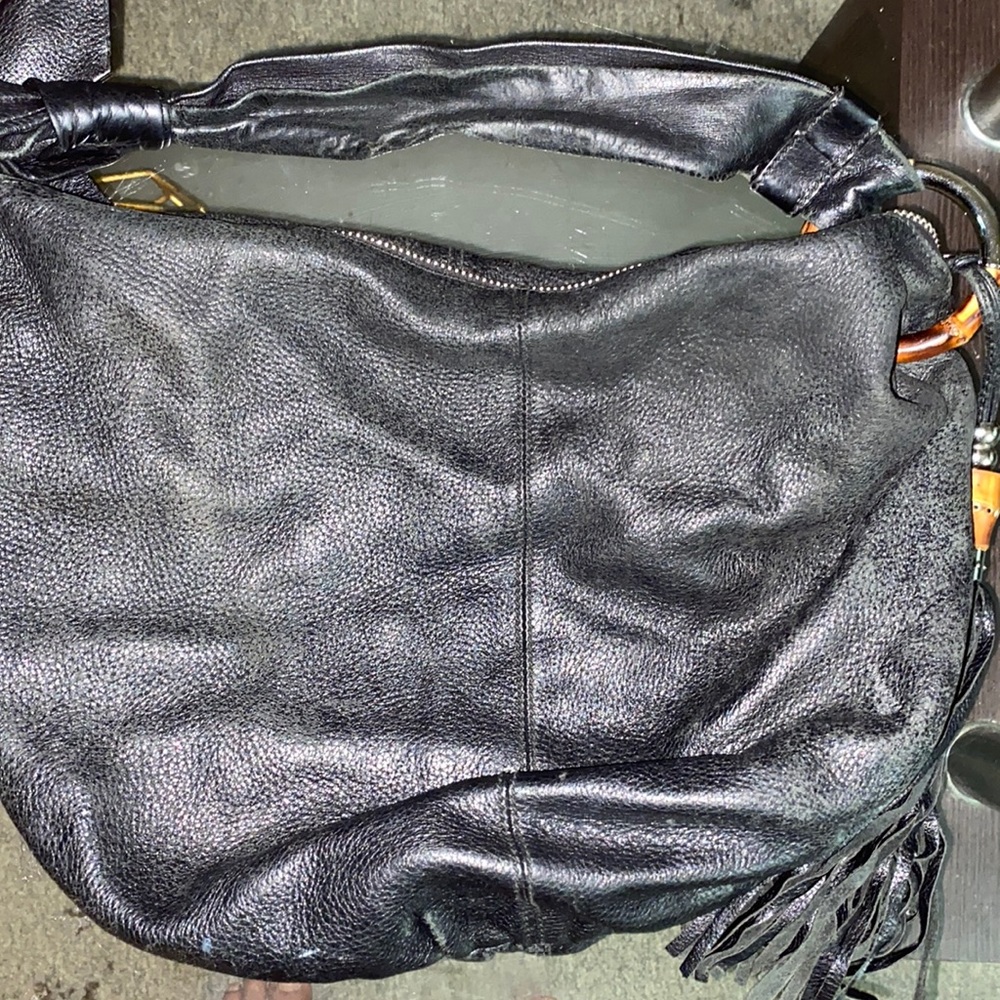 Leather baboon Gucci bag